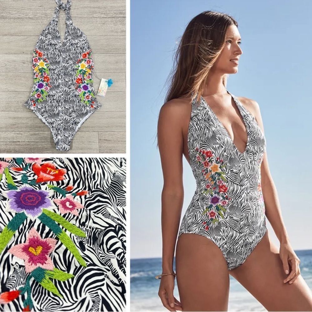 NWTs Johnny Was Spring Halter Embroidered One Piece Size Small